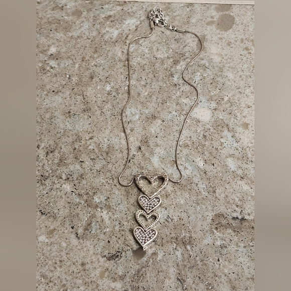 Brighton Fall in Love Heart Pave Crystal Necklace w / Scroll work - Picture 6 of 7